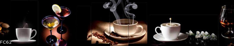 Sticlă printată cu cafea proaspăt preparată pentru bucătărie elegantă și modernă