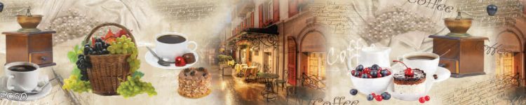 Sticlă printată cu cafea și afine proaspete pentru bucătărie modernă