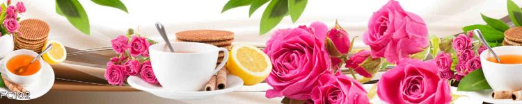 Sticlă printată cu cafea și trandafiri roșii pentru bucătărie elegantă