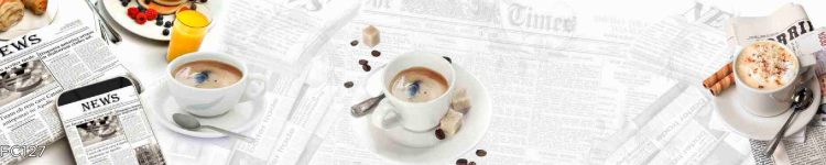 Sticlă printată cu cafea și ziar pentru bucătărie modernă și elegantă