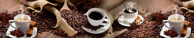 Sticlă printată cu cafea și batoane de scorțișoară pentru bucătărie elegantă