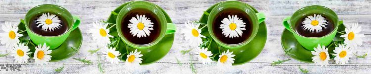 Sticlă printată cu cafea și flori de mușețel pentru bucătărie elegantă
