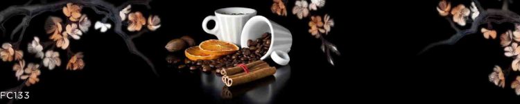 Sticlă printată cu cafea și scorțișoară pentru bucătărie elegantă și modernă