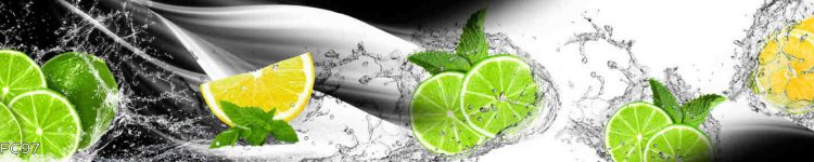 Sticlă imprimată cu kiwi și lime pentru bucătărie modernă
