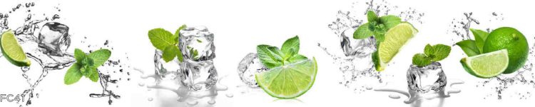 Sticlă printată cu lime verde și picături de apă pentru bucătărie modernă